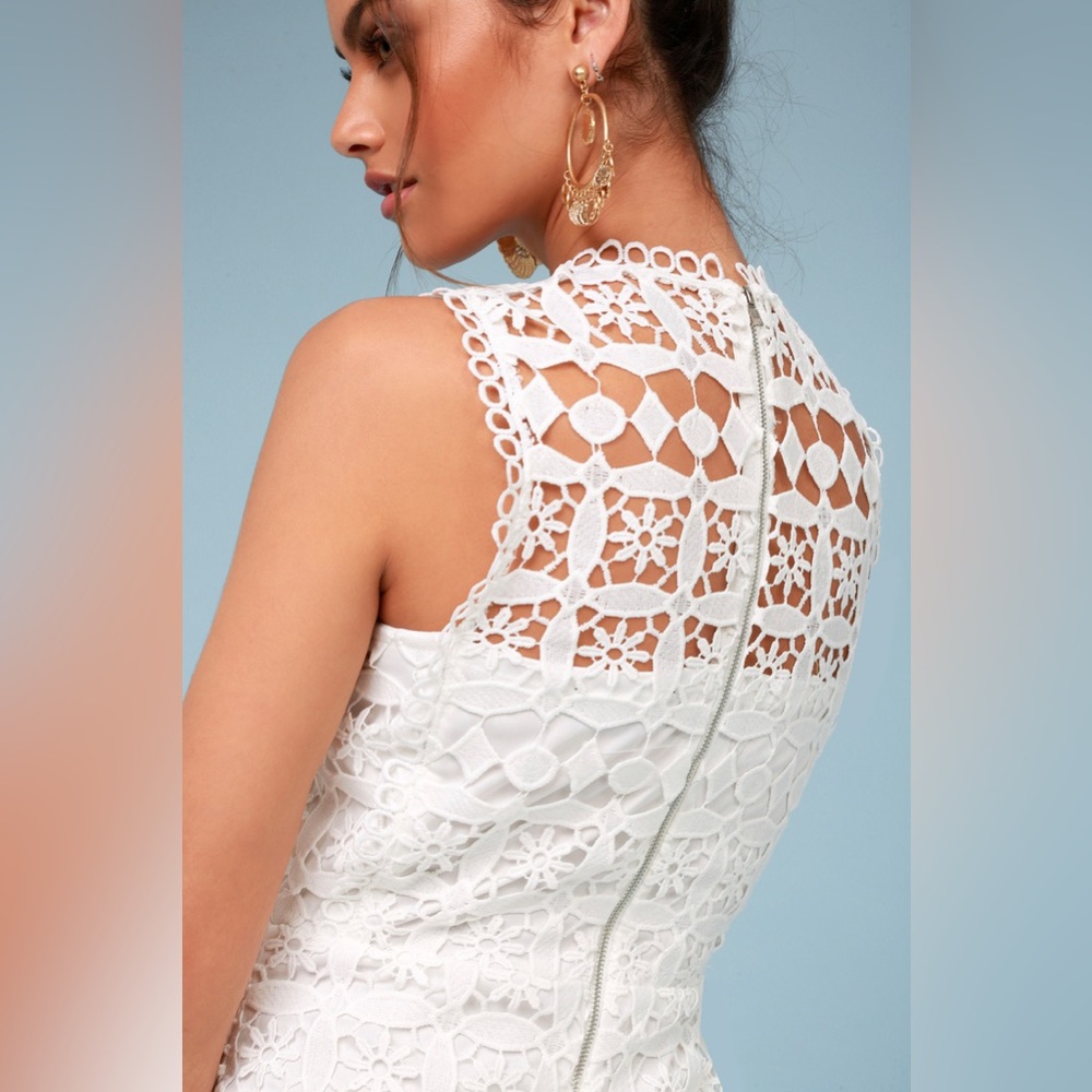 Lulu's White Crochet Sheath Mini Dress - Picture 4 of 14